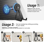 Heavy Duty Storage Magnetic Utility Hooks Large Garage Strong Extra Magnet Hooks Hanger with Anti-Slip Coating Heavy Duty Magnetic Hooks for Hanging Power Dril Garage Garden Tools 2 Pack Black