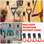 Landhoow Large Magnetic Hooks Heavy Duty Garage Magnet Hooks Strong Storage Utility Magnetic Hangers with Anti Slip Rubber Coating for Indoor and Outdoor Hanging(Orange,4 Pcs)