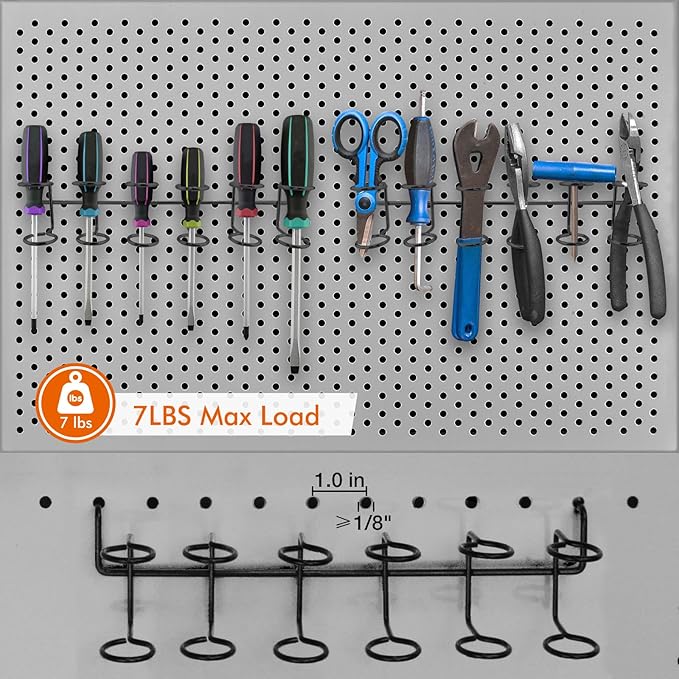 LIGHT DUST Utility Heavy Duty Pegboard Hooks - 10Pack Peg Board Accessories for Hanging Tools Fit 1/4" Peg Holes - Pegboard Organizer Large Tool Holders for Garage Workshop Shed
