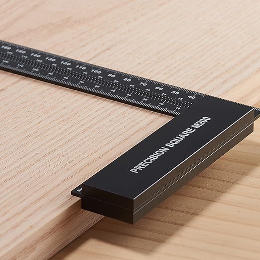 Precision Square Ruler for Measuring and Marking - Aluminum Steel Framing Tool for Professional Carpentry Use (200mm)