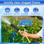 Drain Cleaning Bladder- Fits 1" to 2" Pipes, 3/4" Hose Thread Valve,Ideal for Sinks, Showers, Tubs & Sewer Lines, Rubber, Easy Daily Use, Cold Water Only (S:1" to 2")