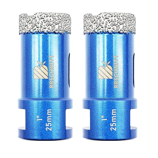 1 Inch Diamond Core Drill Bit for Porcelain Tile Ceramic Marble Granite Drilling,BRSCHNITT 2pcs Vacuum Brazed Diamond Hole Saw with 5/8-11 Thread (25mm 2pcs)