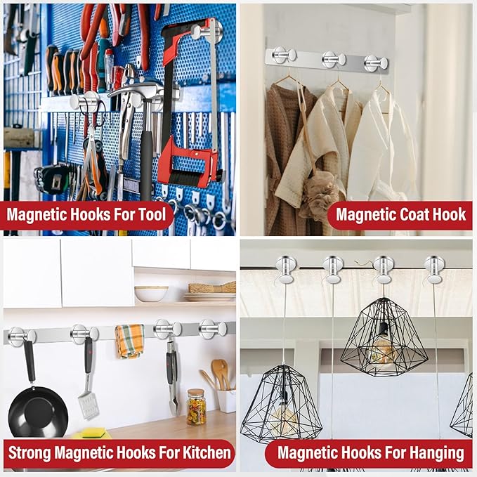 Camping Essentials, Cruise Essentials Must Haves, Strong Magnetic Hooks, 150Lb Magnets with Hooks, Magnetic Hooks Heavy Duty for Grill, Cruise Ship, Garage, Hanging - 3Pcs