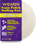Wizards Foam Polish Buffing Pad - Velcro Backed, Medium Cutting Foam Pad for Car Detailing - ‎No Splatter High Density Foam for Auto Detailing Supplies - 8½" x 1¼"
