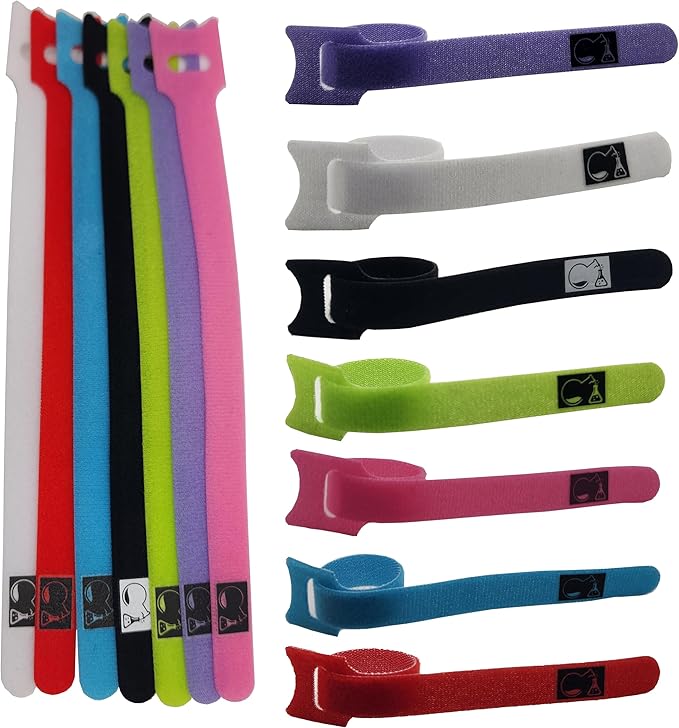 CableLock Cable Ties - 50 Pack - 8 Inch Reusable Cord Organizers - Clean Cable Management for Gaming and Home Office (Pink)