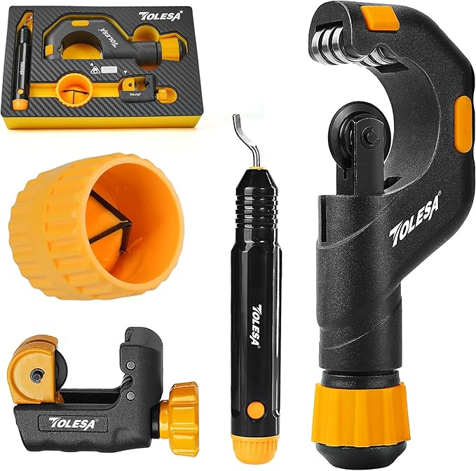 TOLESA Pipe Cutter Tool 1/8''-2'', Heavy Duty Mini Copper Pipe Cutters With Deburring Tools Pipe Reamer, Speed Cutting Tubing Cutter For Copper, Aluminum, PVC, Thin Stainless Steel Pipe