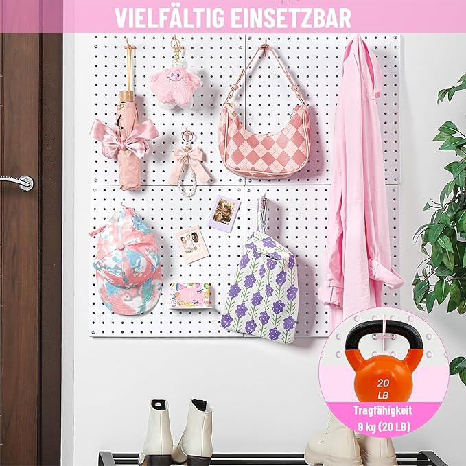 HUHOLE Pegboard Hooks 6 Inch 50PC, Pink Peg Board Hooks, Fit 1/4" or 1/8" Pegboard, Ideal Peg Board Organizer Accessories for Wall Display, Crafts Organization, Kitchen Organizer(Pink, 6 Inch)