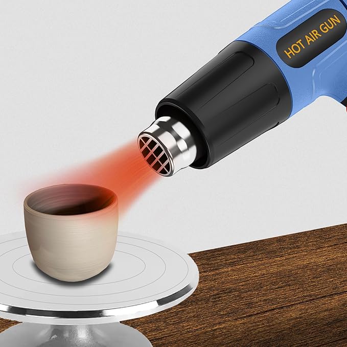 Heat Gun for Vinyl Wrap,Shrink Tubing,Paint,Epoxy Resin,Candle Making,Adjustable Temperature,Overload Protection Hot Air Gun Kit Nozzles(Rear Temp Display + Precision Button Temp Control)