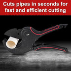 PVC Pipe Cutter Tool, Heavy-Duty PVC Pipe Cutter 3 Inch, 75mm Plastic Pipe Cutter with SK5 Blade and Aluminum Alloy Body, Ratcheting Pipe Cutter and PVC Cutters for PEX, PPR, Hoses and Plumbing Pipes