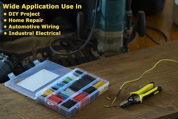 Ginsco 670 pcs 2:1 Heat Shrink Tubing Kit with Wire Stripper Cutter, 6 Colors 13 Sizes 20 Types Assorted Sleeving Tube Wrap Cable Kit, Electrical Heat Shrink Tubes for DIY Home Automotive Industrial