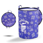 1 Pcs 30 Gallon Collapsible Trash Can Portable Waterproof Reusable with Zippered Lid for RV's, Camping, Recycling, Yard Waste, Leaf Bag, Children Toy Bin (Recycling)