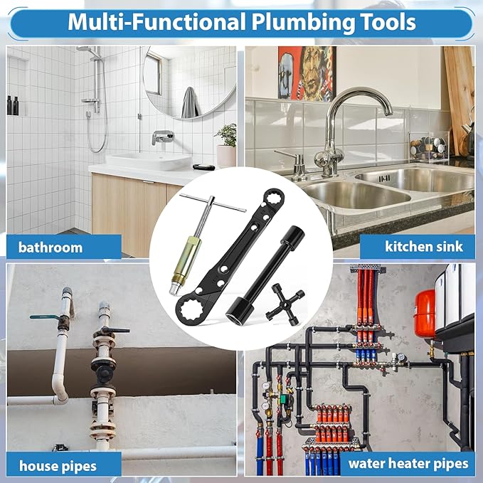 Plumbing Tools, Angle Stop Removal Tool with compression sleeve puller tool 1/2, Quick Repair Plumbing Wrench Kit for Installing/Removing Compression Rings, Nuts and Angle Stops