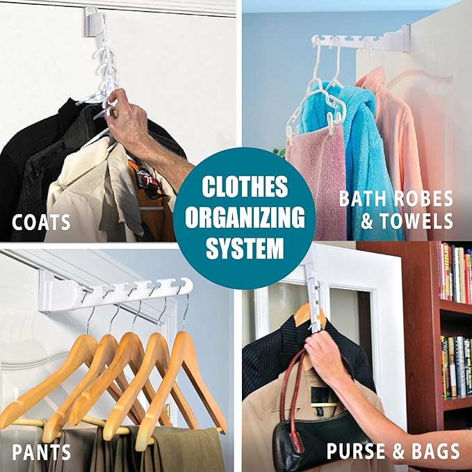 Wonder Hanger Over The Door 3-Pack Organizer for Clothes Hangers, Space-Saving Cascading Hanger Hooks, White