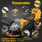 Cordless Angle Grinder Compatible with 20V Dewalt Battery (No Battery),Brushless Motor,Variable Speeds,Lock-On Switch,4-1/2" Blade,Power Electric Angle Grinders Tool for Polishing,Grinding,Cutting