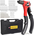 Rivet Gun, GIANTISAN Pop Rivet Tool Kit with 200 Rivets and 4 Drill Bits, Manual Hand Riveter Kit with Rugged Carrying Case