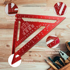 Carpenter Square 12-inch Layout Tool Alloy Metal Triangle Ruler Protractor,RED(MER)