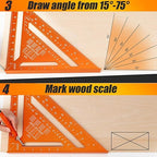 Carpenter Square 12 Inch, Rafter Square for Angle Drawing Measuring Ruler, Framing Square Tool Aluminum for Woodworking, Carpentry