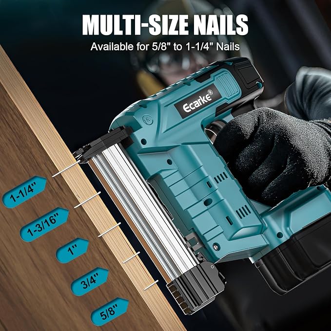 Ecarke Cordless Brad Nailer Compatible with Makita 18V Battery: 18 Gauge Electric Nail Gun Staple Gun, 5/8 to 1-1/4 Inch 2 Modes Brushless Nail Gun with 100 Nails for Upholstery Wood (No Battery)