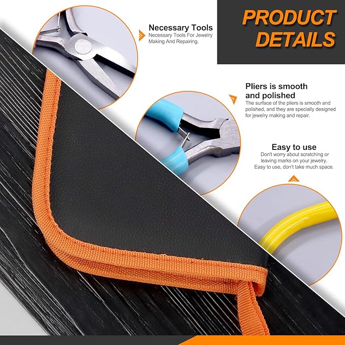 Jewelry Pliers Set - 9 Pcs, Long Nose, Round Nose, Diagonal Wire Cutter, End Cutting, Bail Making, Bead Crimping, Split Ring Plier