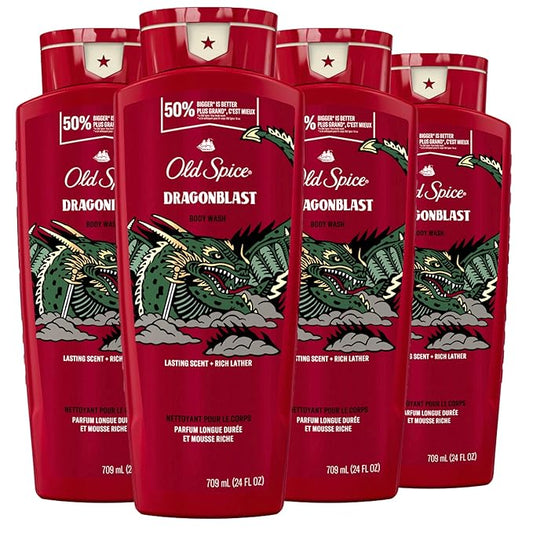 Old Spice Body Wash for Men, Dragonblast, Long Lasting Lather, 24 fl oz (Pack of 4)-VeraVaultWomen
