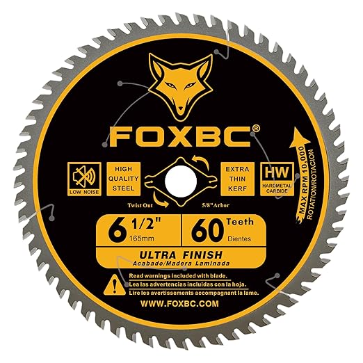 FOXBC 6-1/2 inch Circular Saw Blade 24T 40T 60T Combo Pack, Ultra Fine Finish for Wood Cutting, Thin-Kerf with 5/8" Arbor