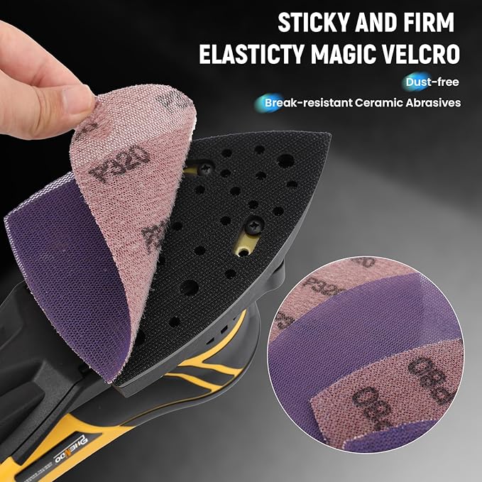 350W 3A Electric Delta Random Orbital Sander Mouse Sander with Pluggable Wire, Sanders for Woodworking, Primary Wood and Panel Processing,3MM