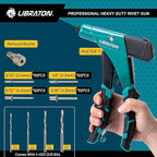 LIBRATON Professional Heavy Duty Rivet Gun, One-Handed Pop Rivet Gun Set, Robust Riveter with Shaft Container, Manual Riveting Tool, Tool-Free Interchangeable Heads, for Metal, Wood and Plastic
