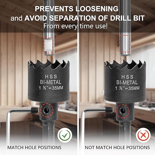 1-3/8 Inch Hole Saw with 9.1mm Triangle Shank Arbor, JTemgle Bi-Metal Hole Saw Heavy Duty Hole Cutting Tool for Cornhole Boards, Recessed Lights, Wood, Plastic, Drywall & Soft Metal