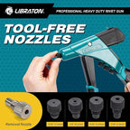 LIBRATON Professional Heavy Duty Rivet Gun, One-Handed Pop Rivet Gun Set, Robust Riveter with Shaft Container, Manual Riveting Tool, Tool-Free Interchangeable Heads, for Metal, Wood and Plastic