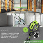 360° Laser Level with Tripod 40in, Self Leveling Laser Level with Pulse Mode, Li-ion Battery*2， Green Line Laser Leveler Tool for DIY Project