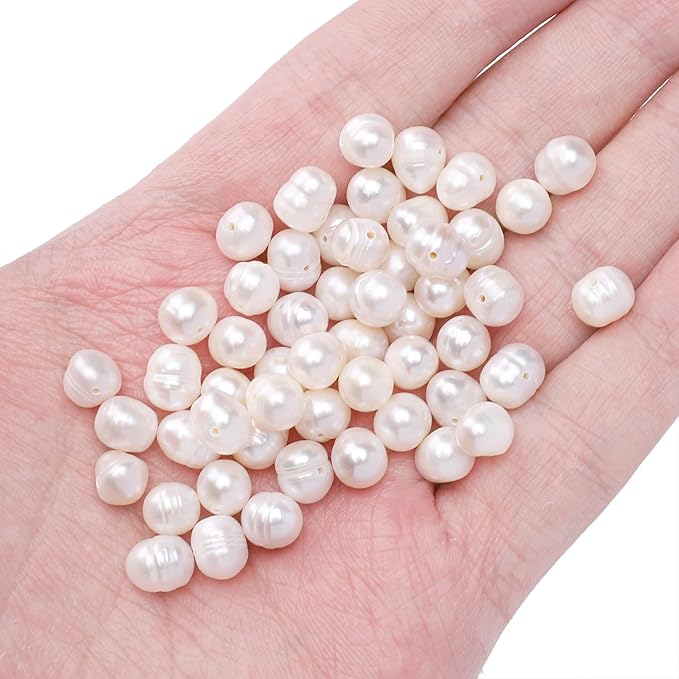 Natural Pearl Beads Potato 6-7mm White Freshwater Cultured Loose Gemstone Beads for DIY Jewelry Making 13.8''/Strand HQ