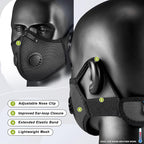 BASE CAMP Silver and Black Upgrade M Plus Dust Mask, Reusable Respirator Face Mask with 6 Activated Carbon Filters, Safety Work Masks for Woodworking, Construction, Yard Lawn Paint, Dust