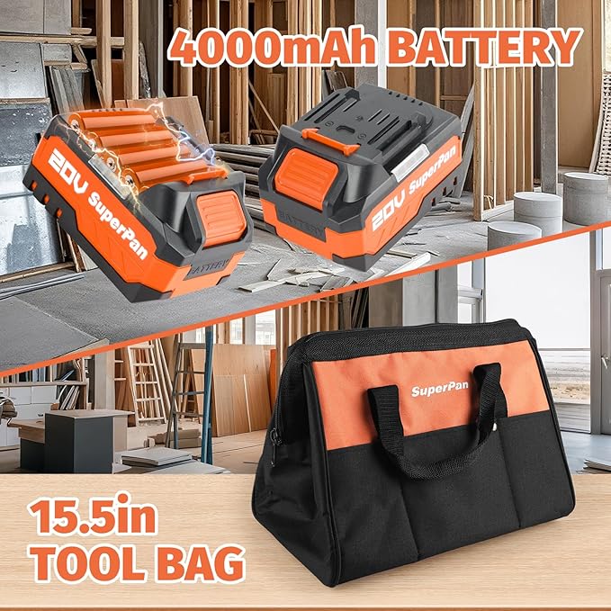 20V Cordless Angle Grinder - High - Power 8500RPM, 4.0Ah Battery, 3 - Speed Adjustable, with 4-1/2" Grinding Discs & Other Accessories & Tool Bag - Works on Metals, Woods, Plastics