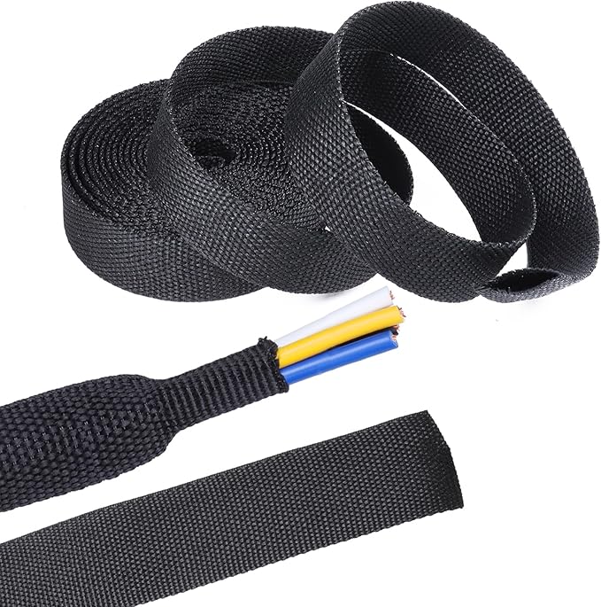 2 in 1 Heat Shrink Braided Sleeving Fabric Tubing-Perfectly fit Irregular Shape Hose/Cable/Wire (1/2"(12mm), 32FT)