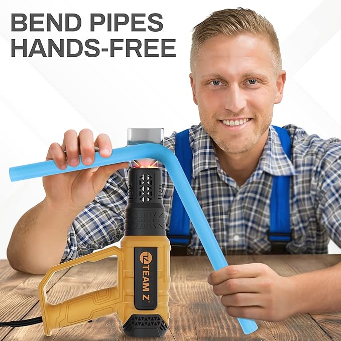 Team Z Premium Heavy Duty Heat Gun Kit with Case – Upgrade LCD Display, Overload Protection & 10 Sec Delayed Turn Off Function - High Temp (140F – 1202F) Hot Air Gun for Vinyl Wrap, Shrink Tubing