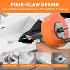 BACOENG 50Ft Drain Auger, Heavy Duty Plumbing Snake with Drill Adapter, Use Manually or Powered for Drain Clog, Shower Sink, Comes with Gloves and Bag (Orange)