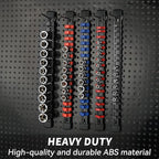 Socket Organizer Drive ABS Tools - Black Socket Holder, Premium Quality 12 Pieces Socket Holders Kit 1/4-Inch x 64 Clips, 3/8-Inch x 60 Clips, 1/2-Inch x 48 Clips（12PC,Black)