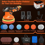 Saker Cordless Buffer Polisher, 6 Inch Fast Charging Portable Car Polishing Kit with 2PCS 12V 2000mAh Batteries, Polisher for Car Detailing Polishing Waxing
