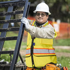 A-SAFETY High Vis Reflective Safety Vest for Men Women Zipper Ipad Pockets Mesh Construction Apparel Neon Vest for Work