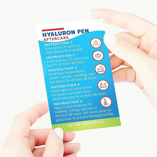 100 Pack - Premium Hyaluron Pen Lip Filler Aftercare Instructions Card 2 x 3.5" Accessories Supplies Kit Care - HP12A100_N-VeraVaultWomen