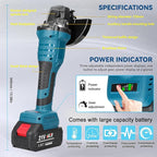 Housiwill Cordless Angle Grinder,Grinder Tool With 2-Position, 125MM M14 Professional Electric Power Grinder, 7500RPM Cordless Metal Angle Grinders For Cutting, Grinding