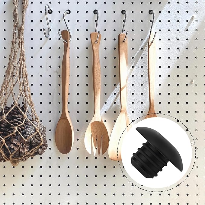 120Pcs Pegboard Hook Locks - Peg Hook Stoppers Clips Fit for 1/4 Inch Peg Board Retainer Clips Secure Hooks for Garage Tool Organization, Workshop Retail Display (Black)