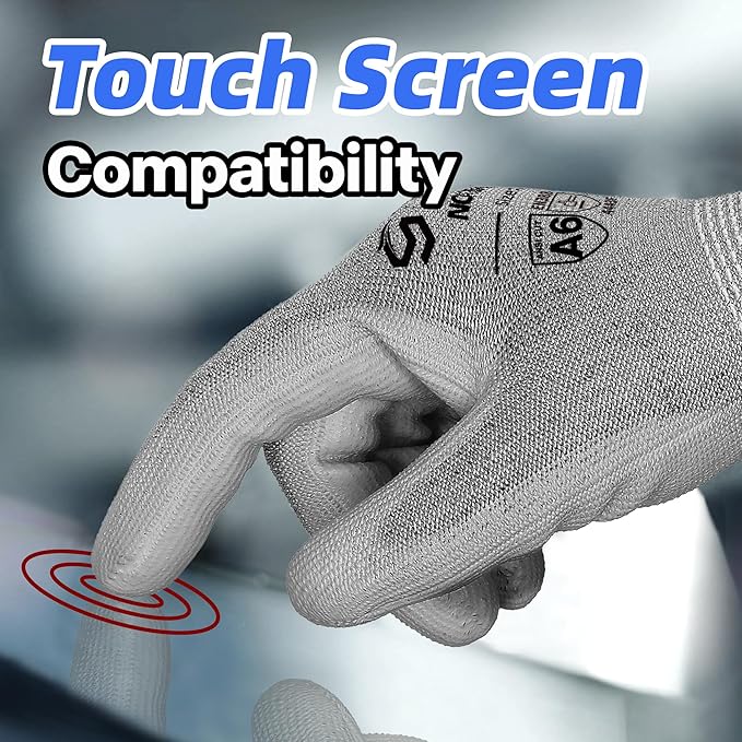 Schwer 180 Pairs ANSI A6 Cut Resistant Gloves CR7120 Cut Proof Work Gloves, Touchscreen, for Men and Women Used for Woodworking, Glass Cutting, Construction, Cargo Handling, Car Repair, L