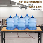 HABUTWAY Height Adjustable Workbench 48"x 24" 2000 Lbs Capacity Solid Wood Work Station Heavy-Duty Work Tables with Power Outlets for Garage Party Shop Office