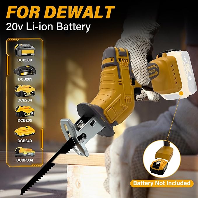 Cordless Reciprocating Saw for Dewalt 20V Battery (Not Included Battery), Variable Speed Trigger Sawzall with 4 Blades, Keyless Blade Clamp Recipro Saws for Wood, PVC, Metal and More