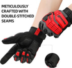 DULFINE Impact-Resistant Work Gloves Men, Heavy Duty Mechanic Gloves,Touch Screen,Ideal for Construction,Forestry, Oil Rig Drilling,Mechanic