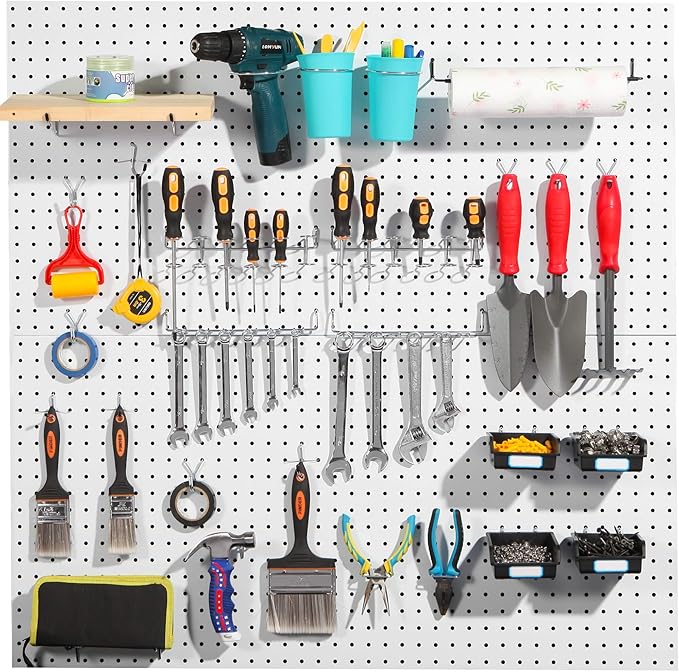 Pegboard Hooks with Bins, Peg Locks, for Organizing Various Tools, 117 PCS, 60 of Which are Locks