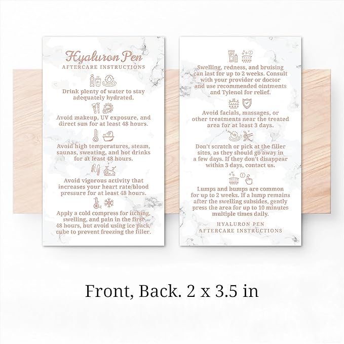 100 Pack - Premium Hyaluron Pen Lip Filler Aftercare Instructions Card 2 x 3.5" Accessories Supplies Kit Care - HP21A100_N-VeraVaultWomen