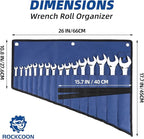 16 Pockets Wrench Roll Organizer, Rolled Tool Pouch Bag with Water Proof Oxford Cloth, Blue