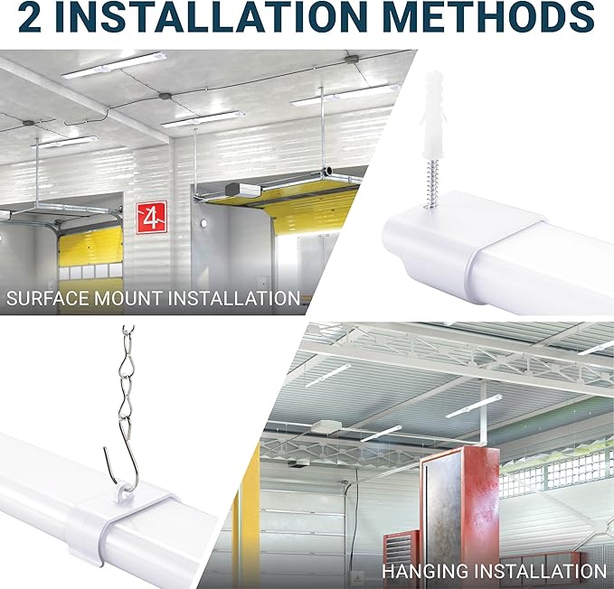 PARMIDA (10 Pack) Linkable LED Utility Shop Light, 45W, 3FT Integrated Fixture ETL 4500LM Plug-in Garage Lighting On/Off Switch, Surface or Suspension Mount for Basement Workshop Office, White - 5000K